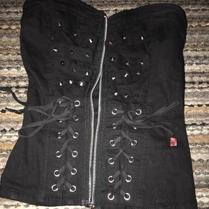 Spiked zip corset by royal bones
